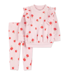 Baby Girls' 2pc Long Sleeve Floral Ruffle Sweatshirt and Leggings Set