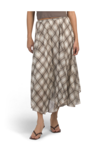 Bias Cut Plaid Maxi Skirt