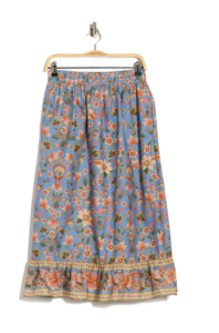 Ruffle Hem Cotton Poplin Skirt