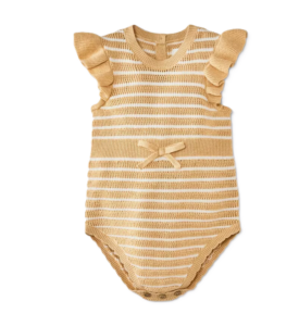 Baby Girls' Striped Ruffle Pointelle Sweater Tank Romper 3-24m