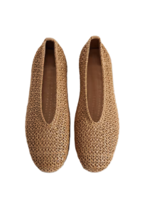 Woven Ballet Flats in Tan
