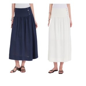 Women's Mid-rise Side Button Placket Skirt