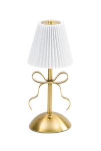 11in Metal Bow Rechargeable Lamp with Fluted Shade