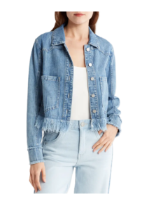 Chewed Frayed Hem Denim Jacket