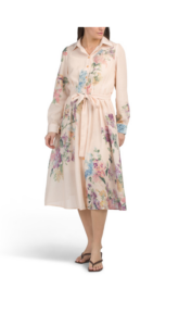 Long Sleeve Floral Shirt Dress