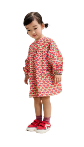 Kids' Floral Long Sleeve Cotton Dress Size 3-7