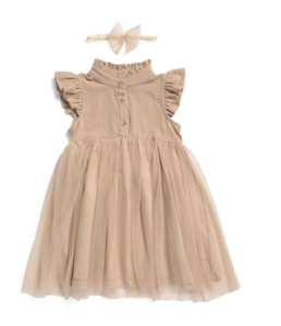 Girls Ruffle Sleeve Tulle Dress