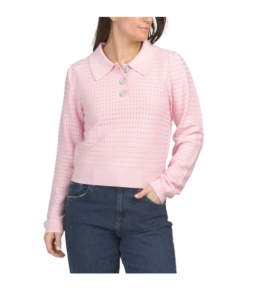 Jewel Buttoned Sweater Knit Polo