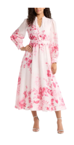 Rosalyn Floral Long Sleeve Belted Dress