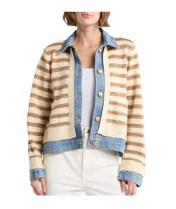 Stripe Mixed Media Jacket