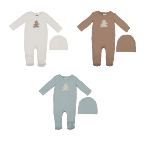 Bear Appliqué Footie & Beanie Set