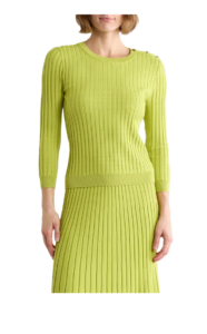 Button Shoulder Rib Knit Sweater