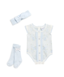 Floral Sweater Bodysuit, Headband & Socks Set 0-9m