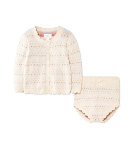 Baby Girls' 2pc Birdseye Pointelle Sweater Cardigan and Bloomer Set