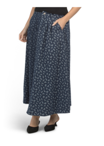 Printed Denim Skirt