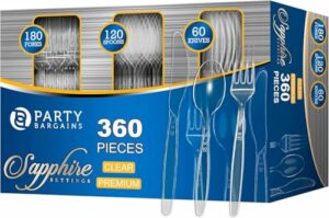 Party Bargains Disposable Cutlery Set, Sapphire Design, Clear Color, 360 Piecesp