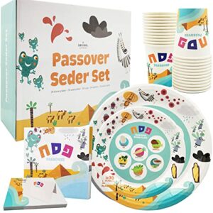 The Dreidel Company Passover Disposable Seder Plate Set - Ten Plagues Design