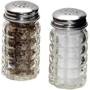 Retro Style Salt and Pepper Shakers with Stainless Tops (2)