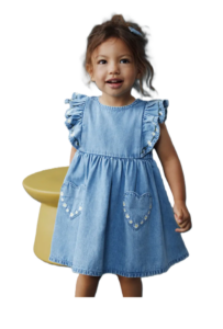 Kids' Daisy Embroidered Denim Dress