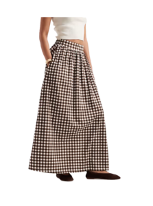 Jersey A-line Maxi Skirt in Brown