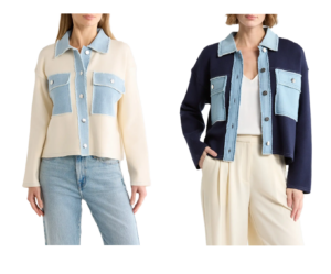 Denim Trim Button Front Cardigan