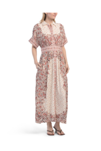 Short Sleeve Button Front Maxi Dress