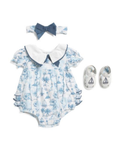 Newborn Girls Collared Nautical Bubble Set 3-9m