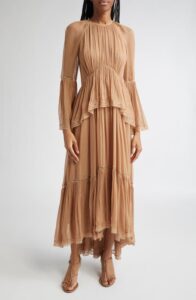 Hypnotic Peplum Long Sleeve Flutter Dress (regular & Petite)