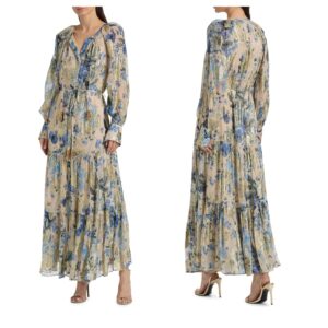 Xandra Metallic Floral Maxi Dress