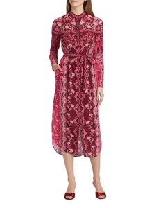 Molly D Floral Silk A-line Midi-shirtdress