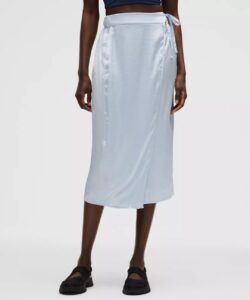 Logo Charm Satin Waist-tie Midi Skirt