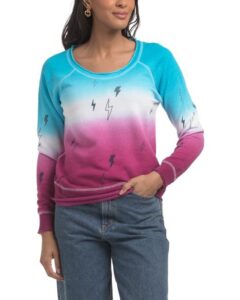 Linen Blend Lightning Bolt French Terry Pull over Top