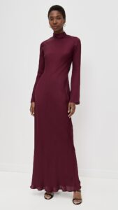 Bias Cut Mock Neck Maxi Dress