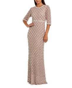 Petite Pearl & Crystal Embellished Evening Gown