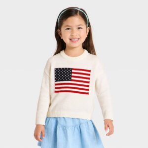 Grayson Mini Toddler Girls' Americana Flag Sweater - Off-white 2t