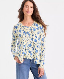 Women's Printed Button-front Cardigan