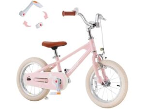 Royalbaby Ez Kids Bike,14 Inch Convertible Balance to Pedal Bike for Boys & Girls,beginner Bicycle for Ages 3-5 Years,pink