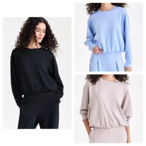 Women's Off-duty Long-sleeve Bubble-hem Sweatshirt