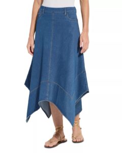 Lucille Handkerchief Hem Denim Skirt