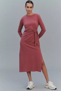 Daily Practice Tie Breaker Long-sleeve Midi Dress