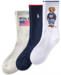 Women's 3-pk. Core Flag Bear Crew Socks