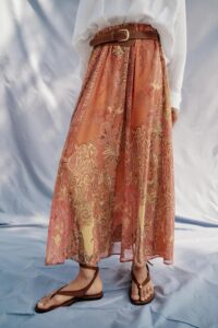 Printed Midi Skirt with Belt