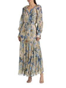 Xandra Metallic Floral Maxi Dress