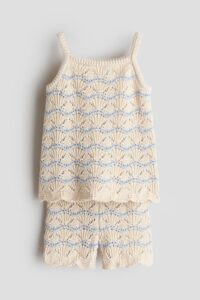 2-piece Pointelle-knit Cotton Set