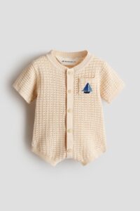 Embroidered-detail Cotton Romper Suit