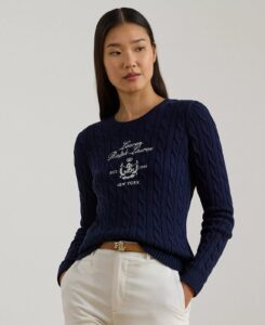 Petite Embroidered-crest Crew Neck Sweater