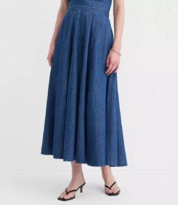 Chambray Godet Midi Skirt