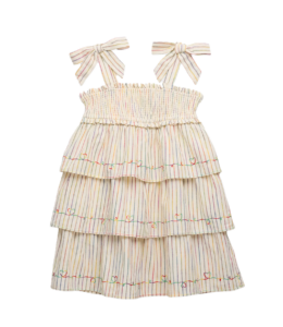 Girl's Rhiannon Rainbow Striped Denim Dress, Size 1-12