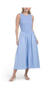 Drop Waist Mixed Media Maxi Dress