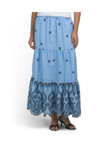 Tiered Embroidered Skirt